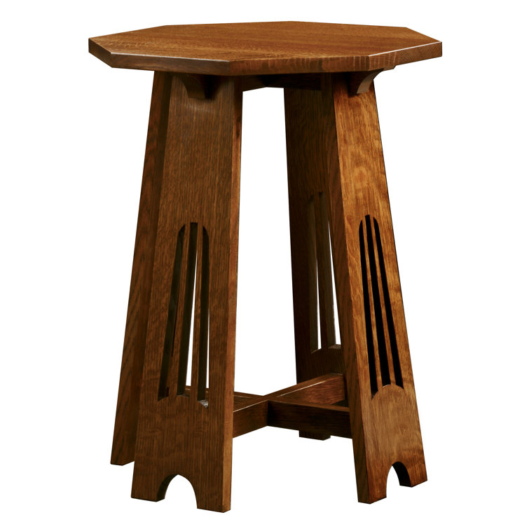 Onondaga Oak Octagonal End Table with Pierced Sides