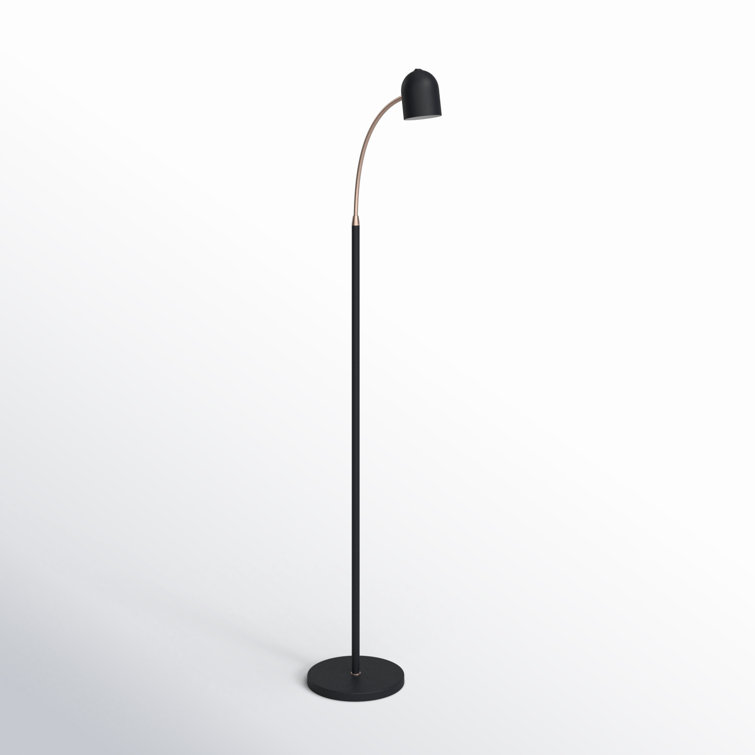 Slim Black and Antique Brass Adjustable LED Floor Lamp