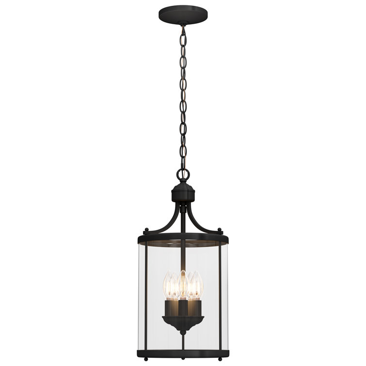 Matte Black Metal 5-Light Lantern Pendant Chandelier