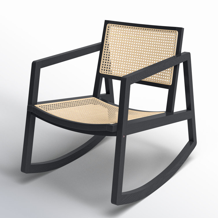 Perth 23'' Black & Natural Rattan Contemporary Glider Chair
