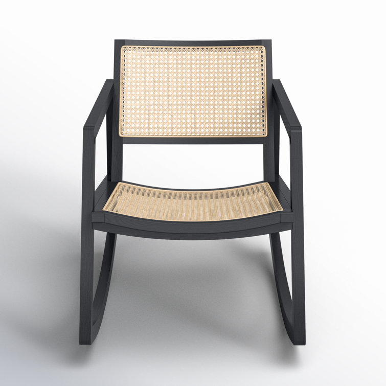 Perth 23'' Black & Natural Rattan Contemporary Glider Chair