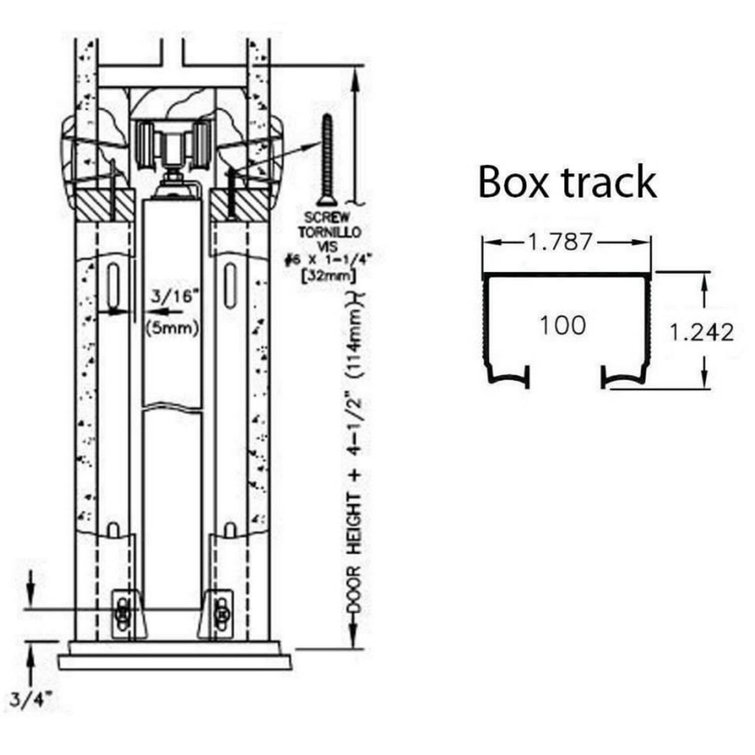 White Pine Solid Wood Flush Pocket Door with Kit Rail Hardware