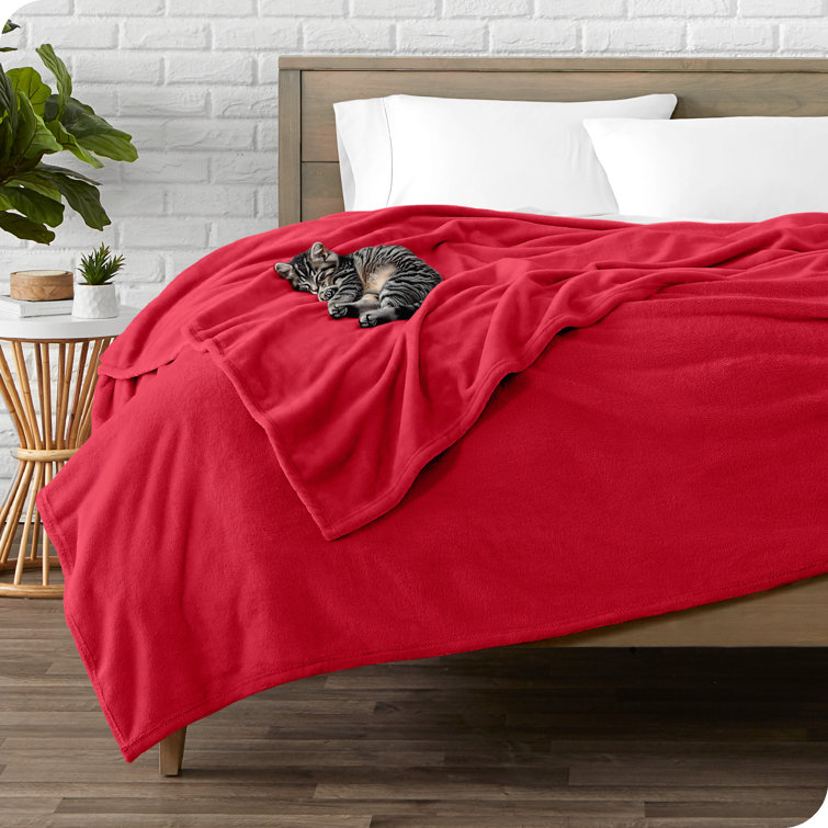 Luxurious King-Sized Red Microplush Fleece Throw Blanket