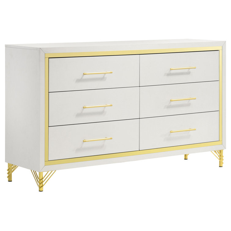 Elegant Eastern King 5-Piece Bedroom Set in Beige & White