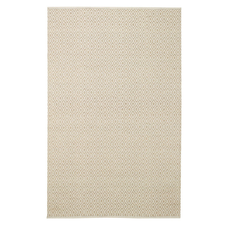 Handmade Ivory Diamond Trellis Wool and Cotton Rug