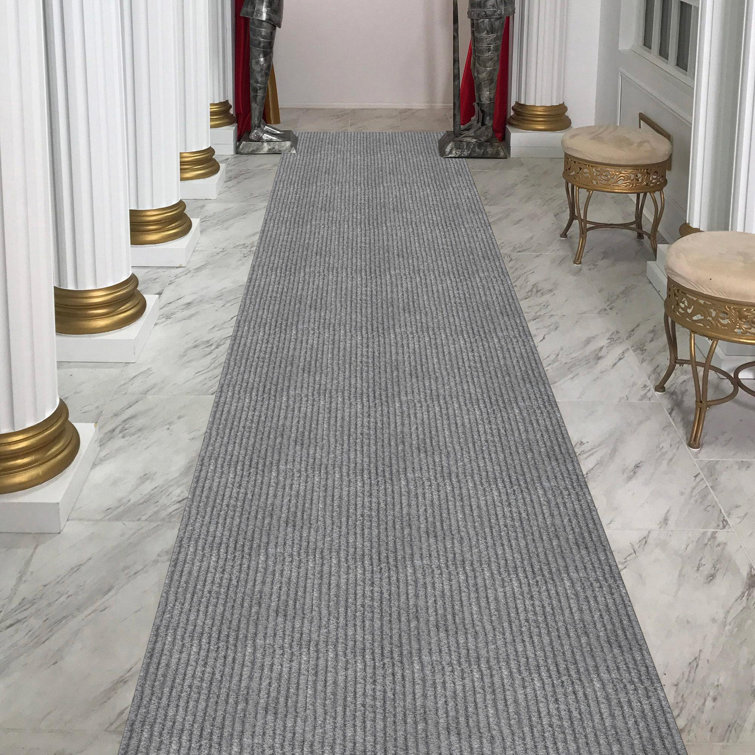 Gray Non-Slip Synthetic Hallway Runner Rug, 2' x 5'