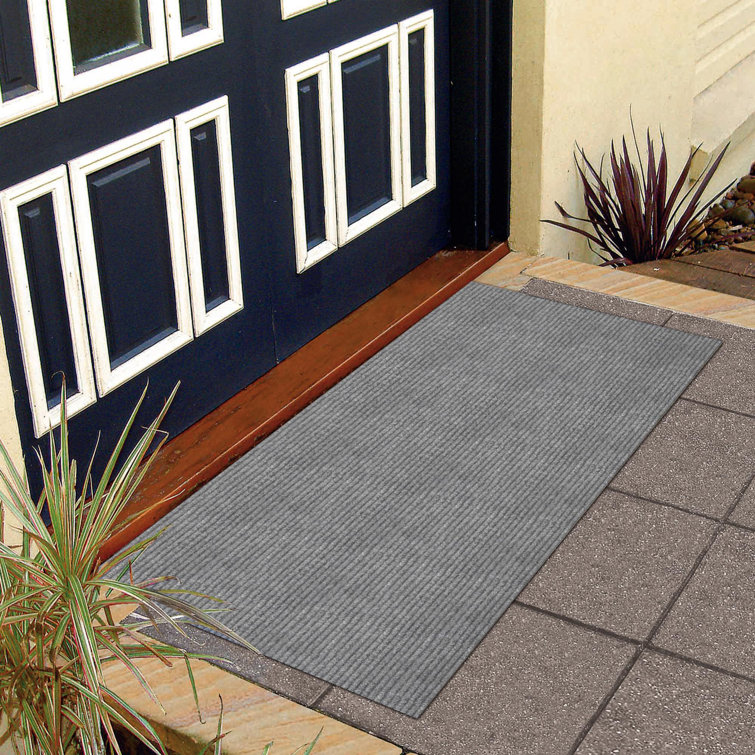 Gray Non-Slip Synthetic Hallway Runner Rug, 2' x 5'