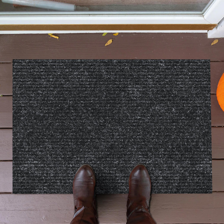 Gray Polyester Non-Slip Indoor/Outdoor Runner Rug 2' x 3'