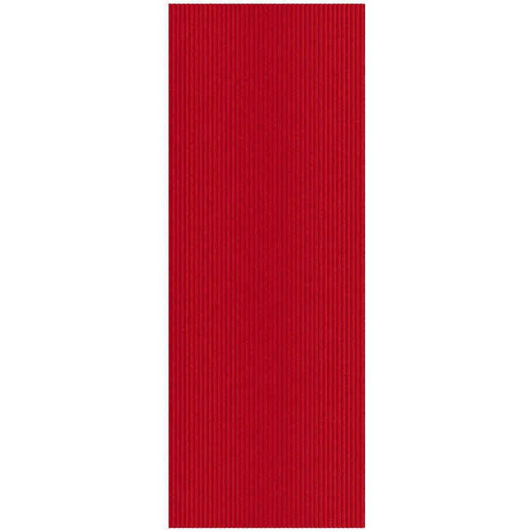 Red Non-Slip Synthetic Runner Rug for Hallways