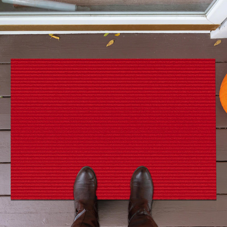 Red Non-Slip Synthetic Runner Rug for Hallways