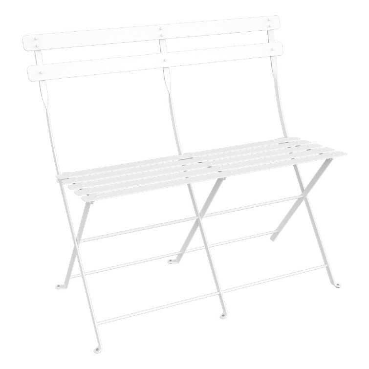 Cotton White Steel 2-Seater Outdoor Folding Bench