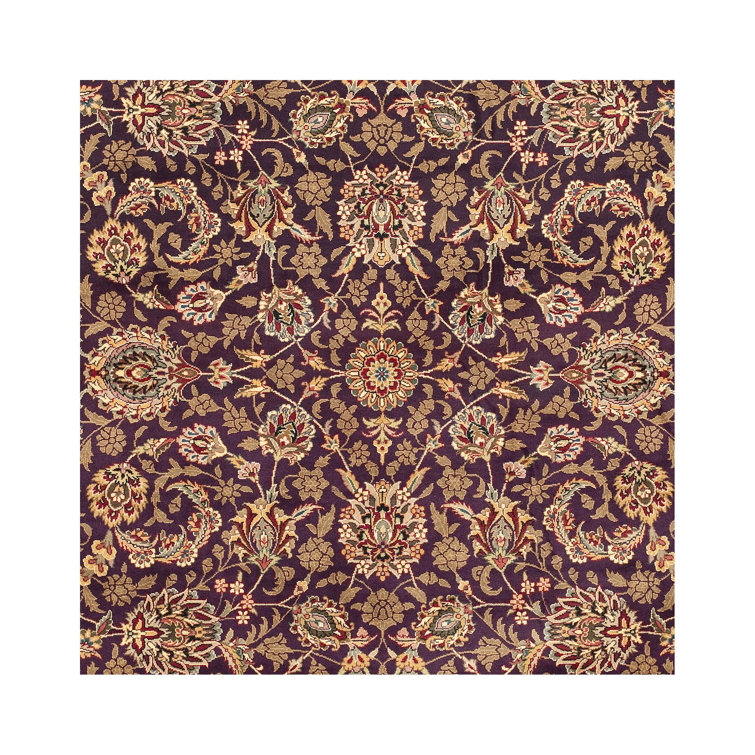 Hand-knotted Purple Wool Traditional Rectangular Rug 5' x 7'