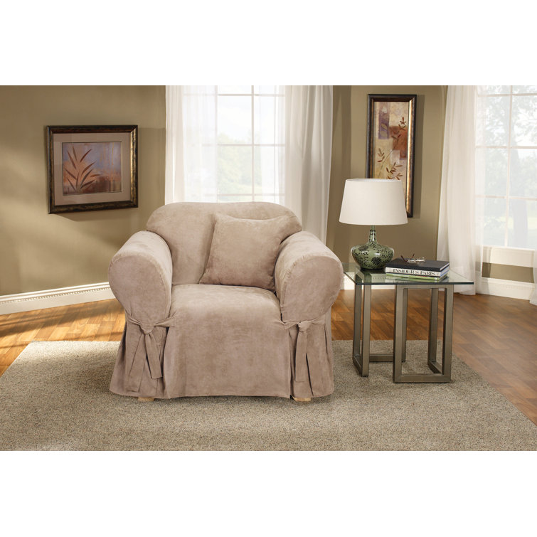 Taupe Soft Suede Stretch Fit Armchair Slipcover