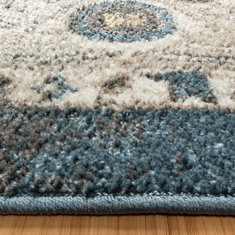 Heirloom Blue and Beige Tufted Rectangular Area Rug