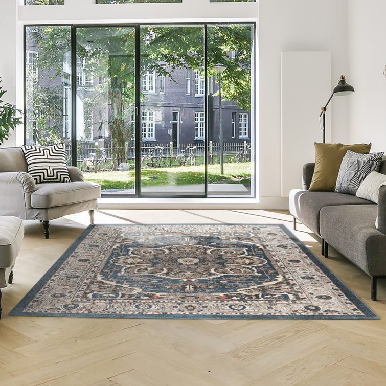 Heirloom Blue and Beige Tufted Rectangular Area Rug