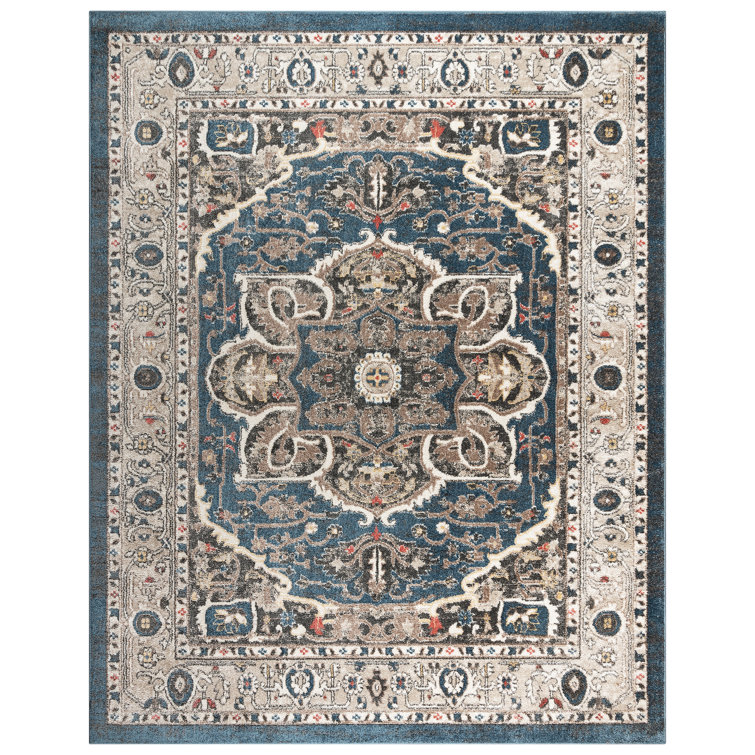 Heirloom Blue and Beige Tufted Rectangular Area Rug
