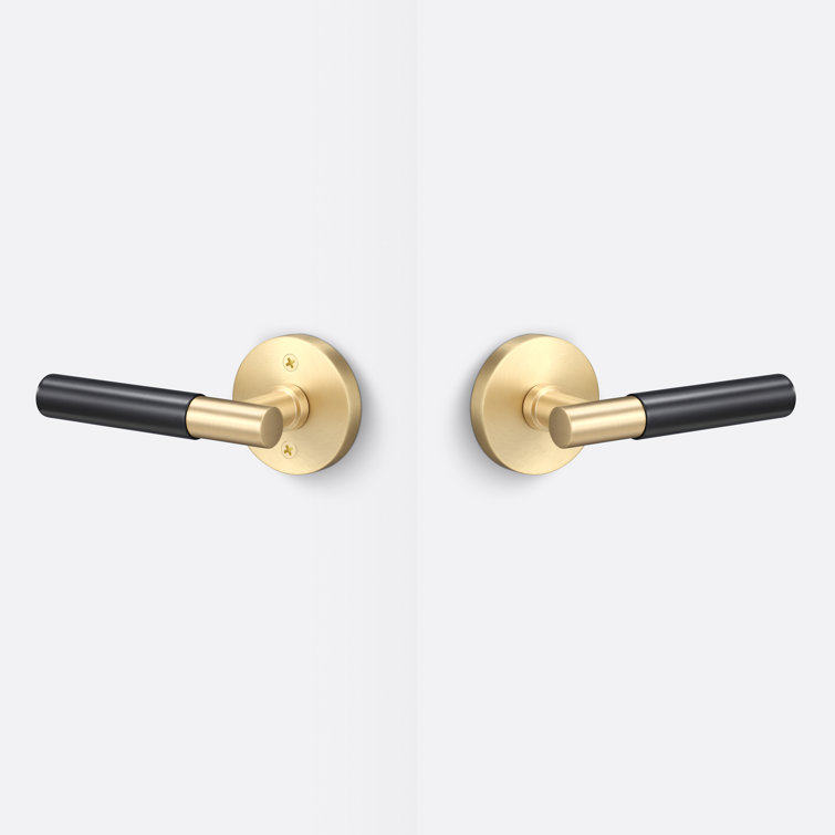 Aspra Round Satin Brass and Flat Black Passage Lever