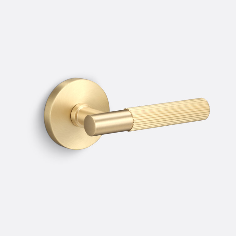 Aspra Round Satin Brass Dummy Door Lever with Knurled Grip