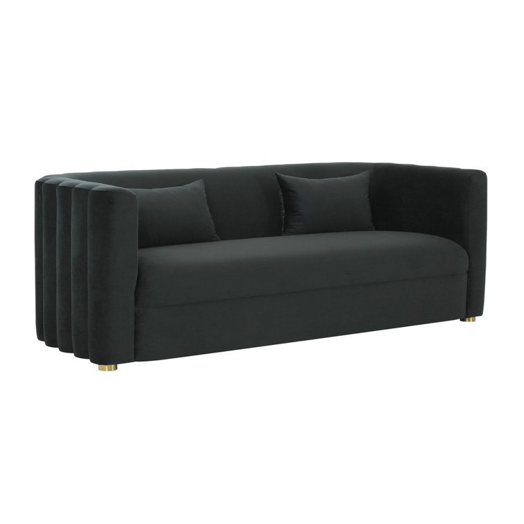 Callie Black Velvet Tufted Stationary Sofa