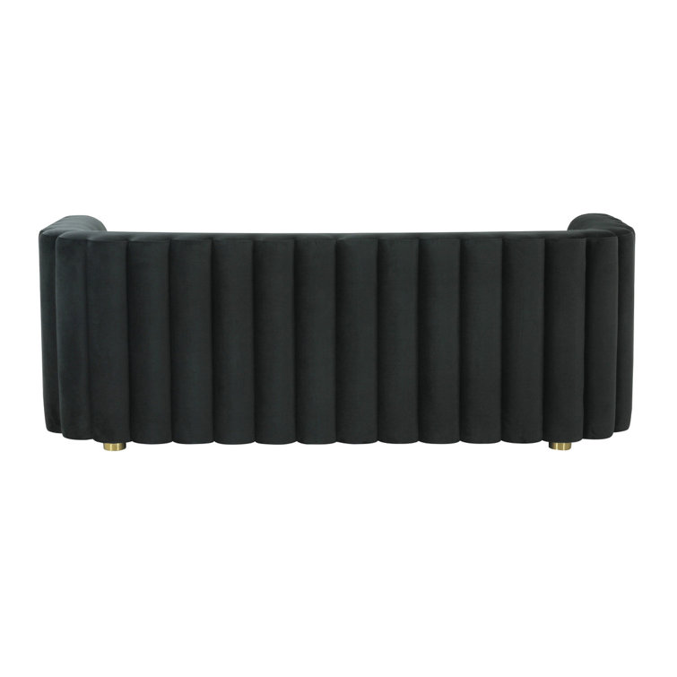 Callie Black Velvet Tufted Stationary Sofa