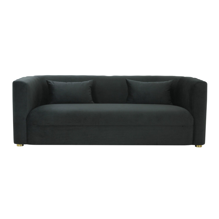 Callie Black Velvet Tufted Stationary Sofa