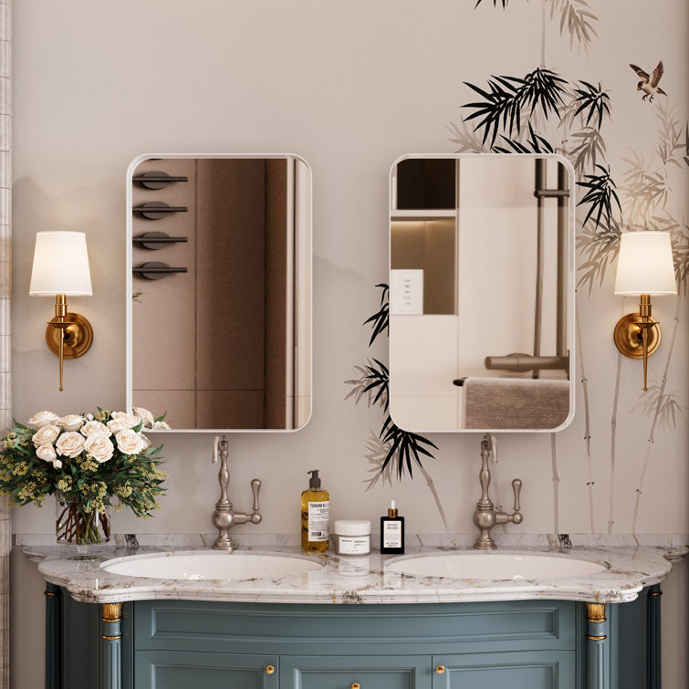 White Metal Medicine Cabinet with Mirror and Adjustable Shelves