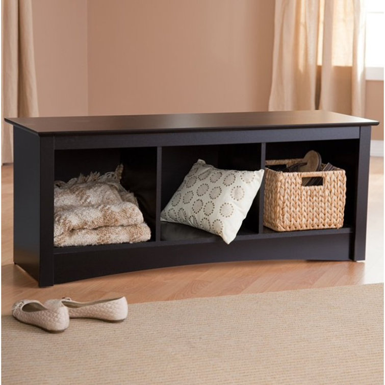 Sonoma Black Laminate 54" Storage Bench with 3 Compartments