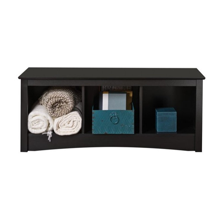 Sonoma Black Laminate 54" Storage Bench with 3 Compartments