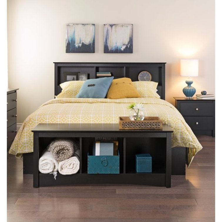 Sonoma Black Laminate 54" Storage Bench with 3 Compartments