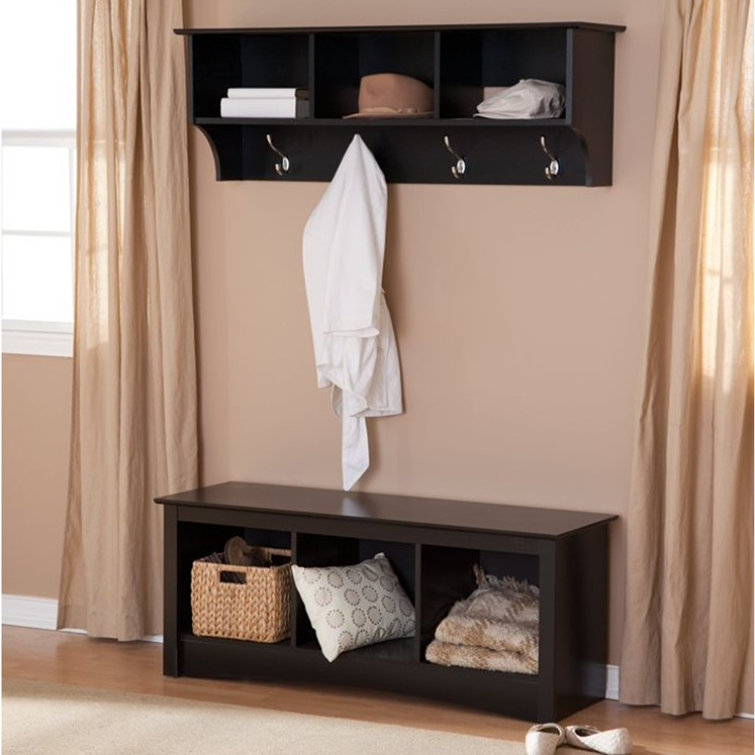 Sonoma Black Laminate 54" Storage Bench with 3 Compartments