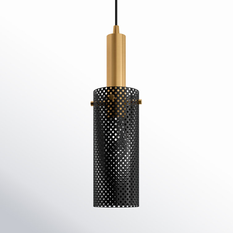 Matte Black and Satin Brass 3.5" Mini Globe Pendant Light