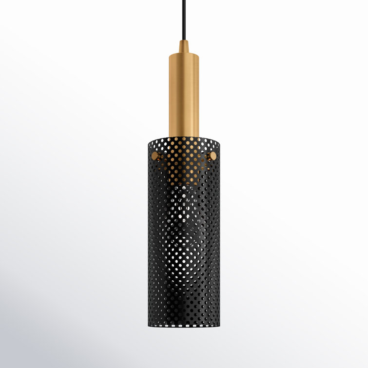 Matte Black and Satin Brass 3.5" Mini Globe Pendant Light