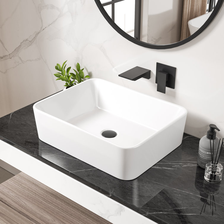 Eridanus Denbigh 19" L x 14'' W White Vitreous China Rectangular Vessel Bathroom Sink