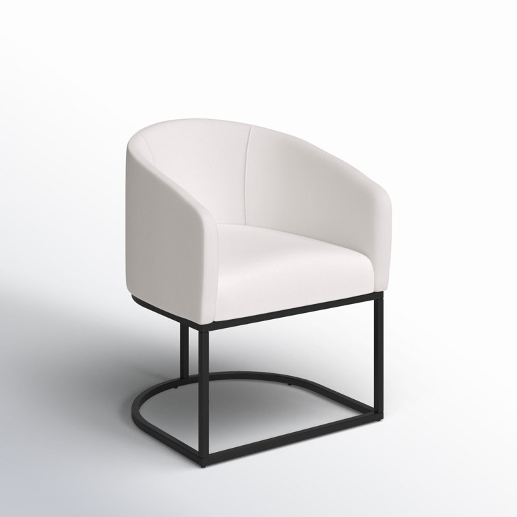 White Upholstered Arm Chair with Metal Legs