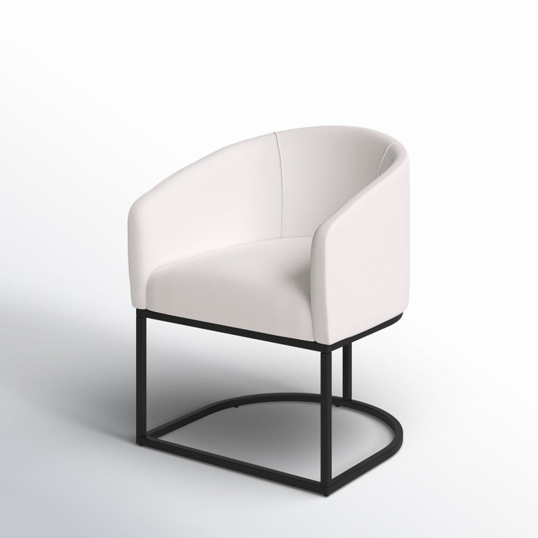 White Upholstered Arm Chair with Metal Legs