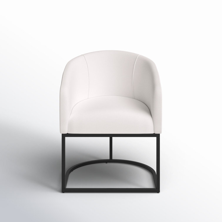 White Upholstered Arm Chair with Metal Legs
