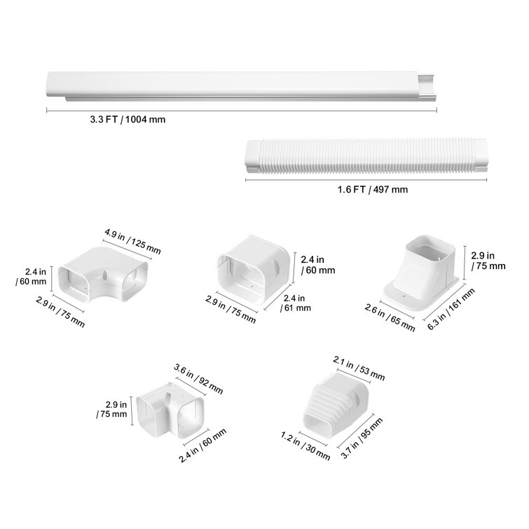 White PVC Mini Split Line Set Cover with Complete Accessories