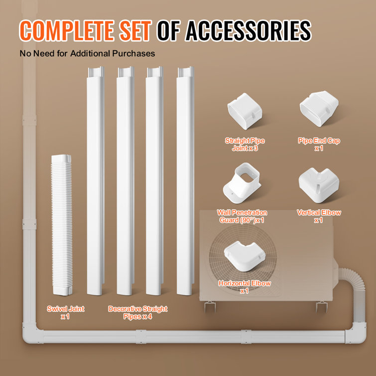White PVC Mini Split Line Set Cover with Complete Accessories