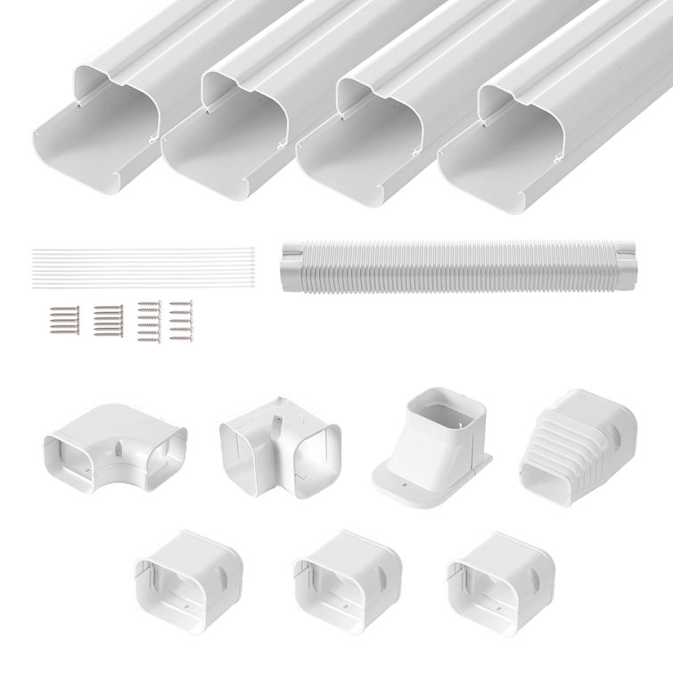 White PVC Mini Split Line Set Cover with Complete Accessories