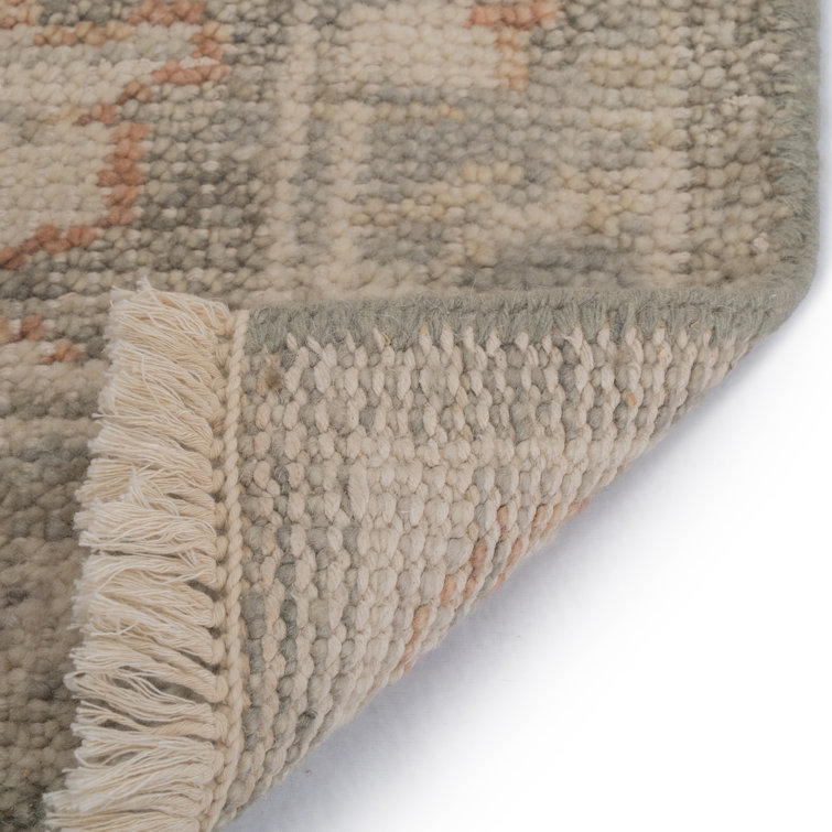 Hand-Knotted Gray and Brown Wool Floral Motif Area Rug