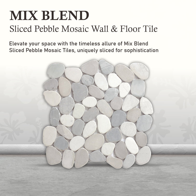 Mix Blend 12" x 12" Natural Stone Pebble Mosaic Tile