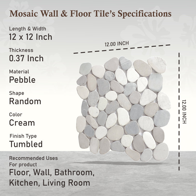 Mix Blend 12" x 12" Natural Stone Pebble Mosaic Tile