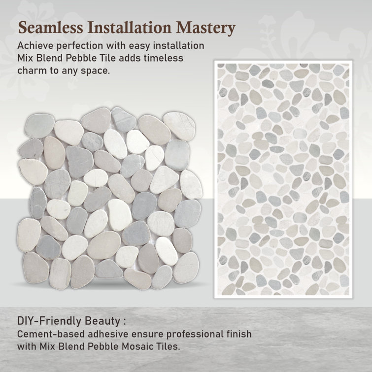 Mix Blend 12" x 12" Natural Stone Pebble Mosaic Tile