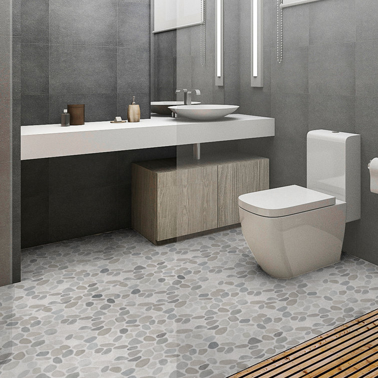 Mix Blend 12" x 12" Natural Stone Pebble Mosaic Tile
