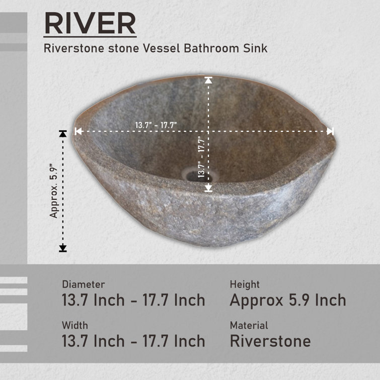 Gray Natural Stone Oval Vessel Bathroom Sink