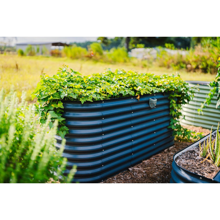 32" Tall Modern Gray Metal Modular Raised Garden Bed