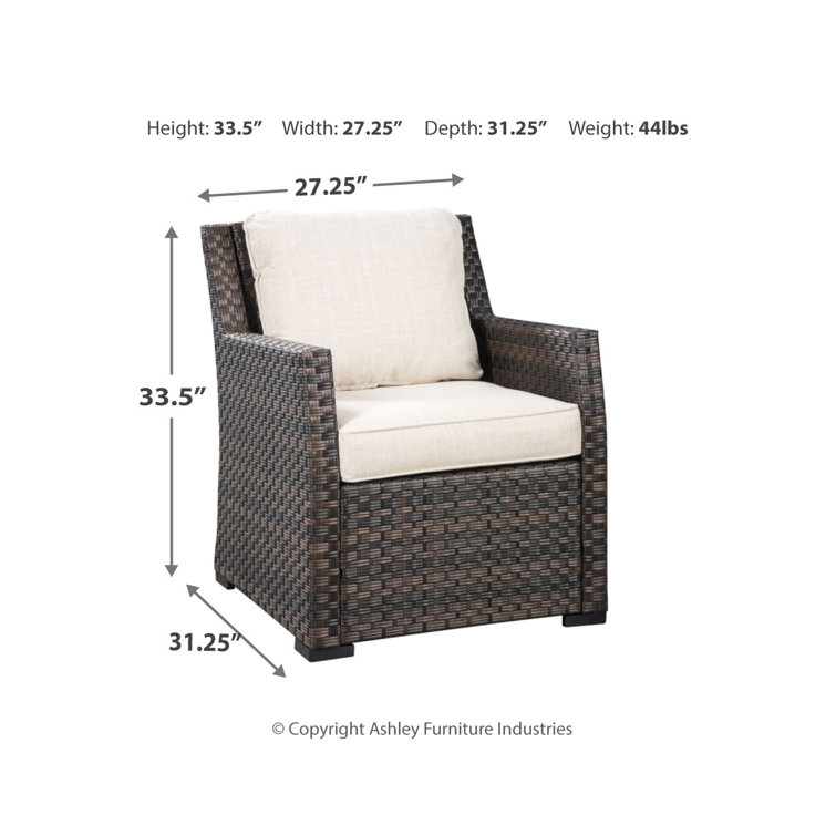 Elegant Transitional Beige & Brown Lounge Chair with Cushions
