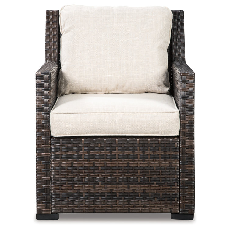 Elegant Transitional Beige & Brown Lounge Chair with Cushions