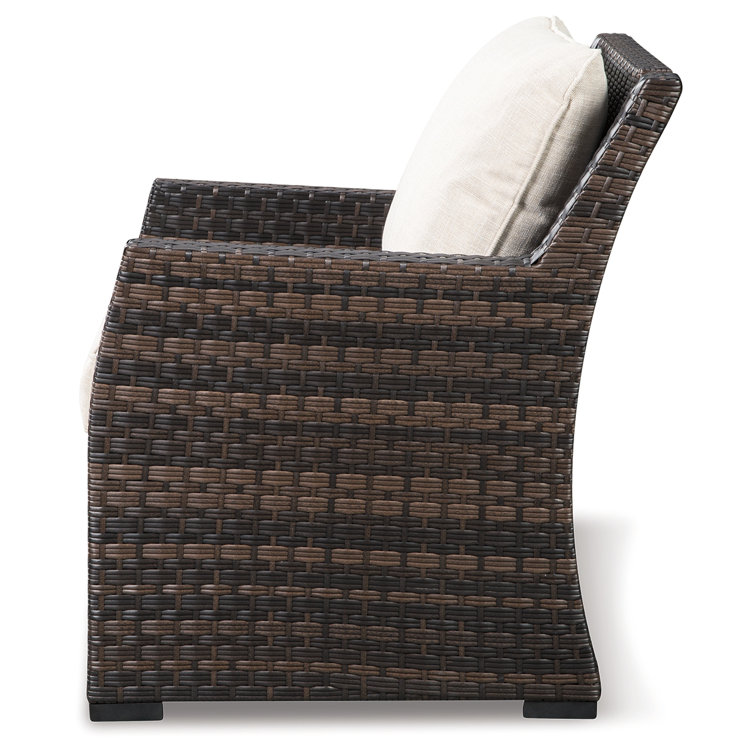 Elegant Transitional Beige & Brown Lounge Chair with Cushions