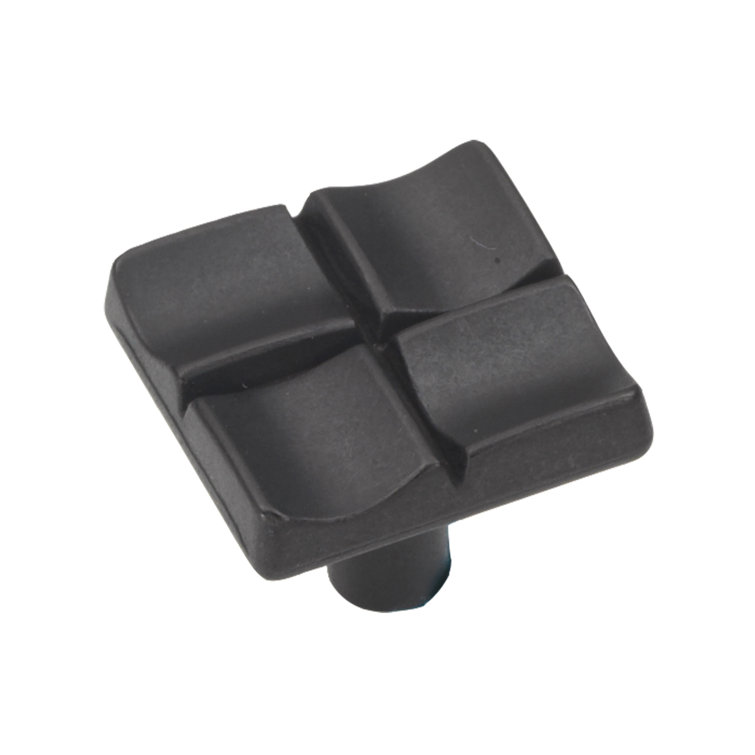 Matte Black Iron Square Cabinet Knob with Mounting Hardware